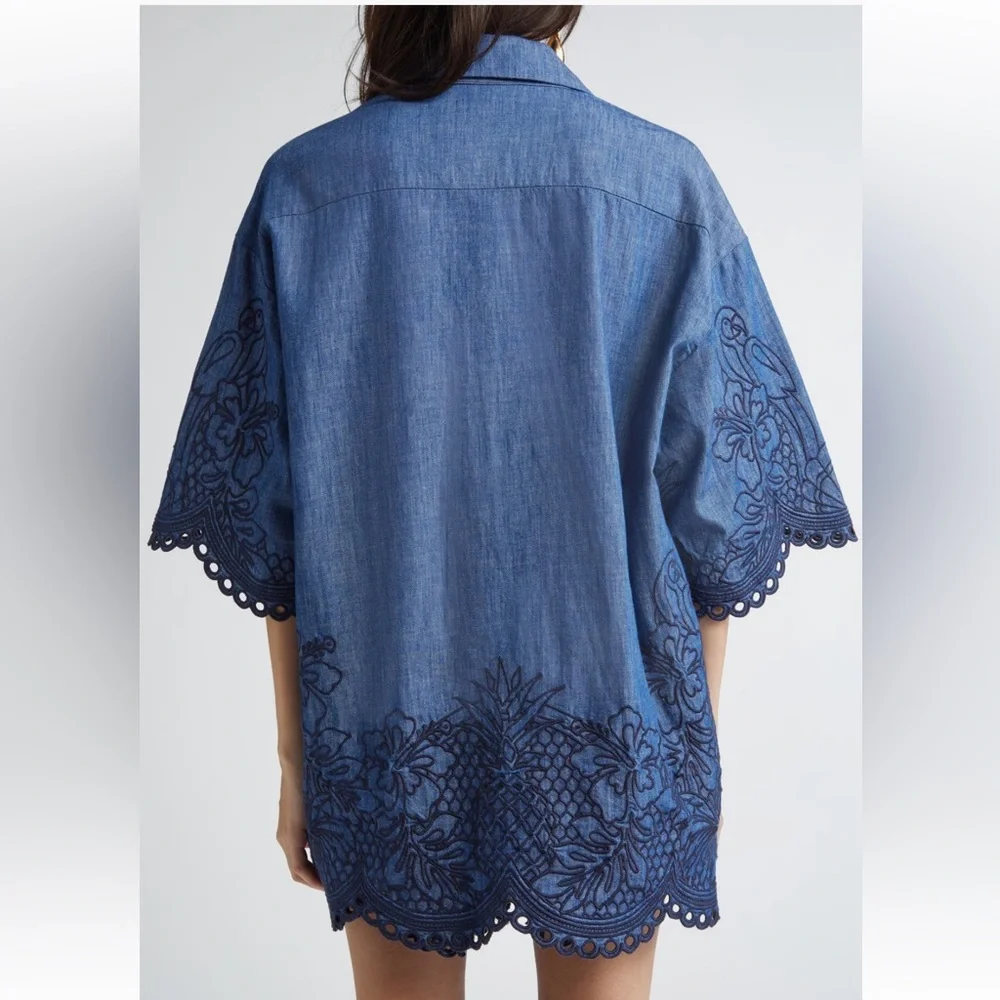 Zimmermann Coco Embroidered Denim Shirt Size 1 USA size 6 NWT - Picture 3 of 7